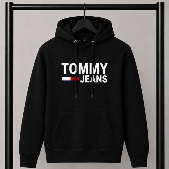 PREMIUM COTTON ΦΟΥΤΕΡ ΜΕ ΚΟΥΚΟΥΛΑ | ΜΑΥΡΟ TOMMY JEANS ΜΕΓΑΛΟ ΛΟΓΟΤΥΠΟ