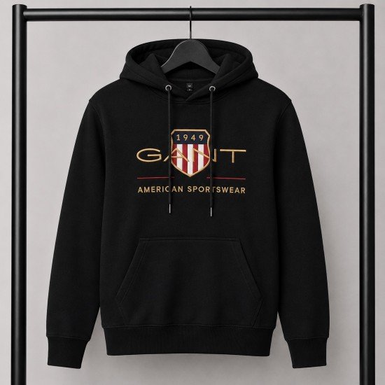 PREMIUM COTTON ΦΟΥΤΕΡ ΜΕ ΚΟΥΚΟΥΛΑ | ΜΑΥΡΟ GANT ΜΕΓΑΛΟ ΛΟΓΟΤΥΠΟ