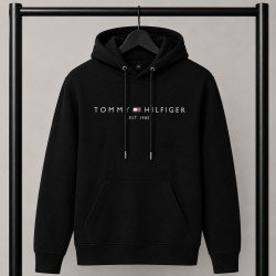 PREMIUM COTTON ΦΟΥΤΕΡ ΜΕ ΚΟΥΚΟΥΛΑ | ΜΑΥΡΟ TOMMY HILFIGER 1985 ΛΟΓΟΤΥΠΟ