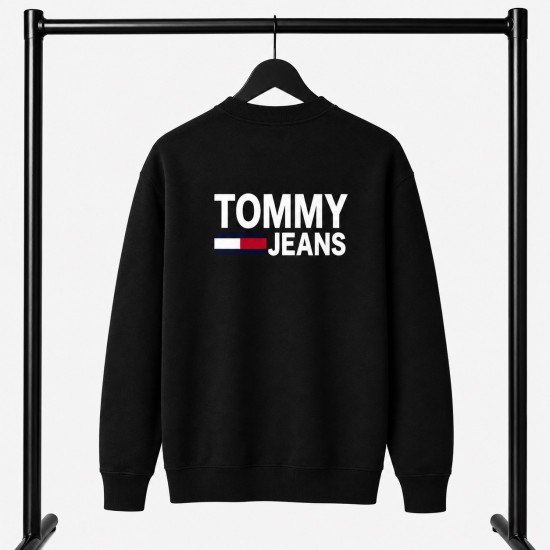 PREMIUM COTTON ΦΟΥΤΕΡ ΜΕ ΛΑΙΜΟΚΟΨΗ| ΜΑΥΡΟ TOMMY JEANS ΜΕΓΑΛΟ ΛΟΓΟΤΥΠΟ