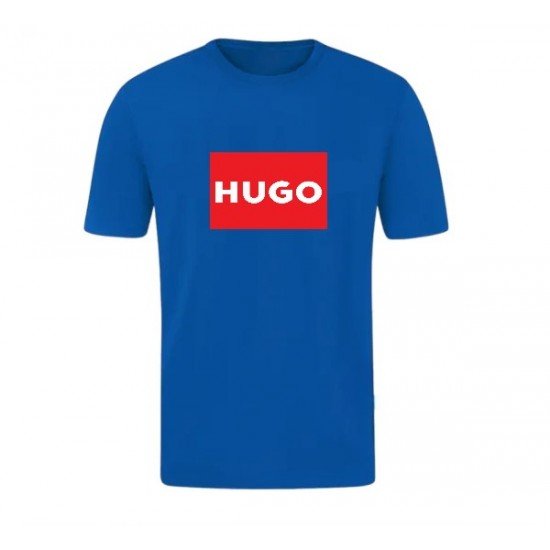 T-SHIRT 100% ΒΑΜΒΑΚΙ ΜΕ LOGO - ΜΠΛΕ ΡΟΥΑ - HUGO