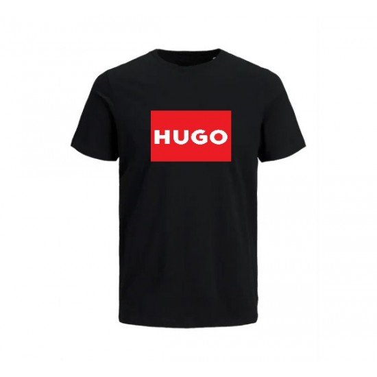 T-SHIRT 100% ΒΑΜΒΑΚΙ ΜΕ LOGO - ΜΑΥΡΟ - HUGO