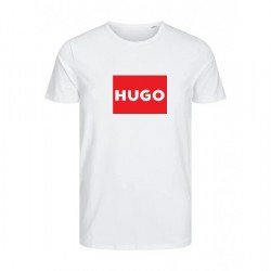 T-SHIRT 100% ΒΑΜΒΑΚΙ ΜΕ LOGO - ΛΕΥΚΟ - HUGO