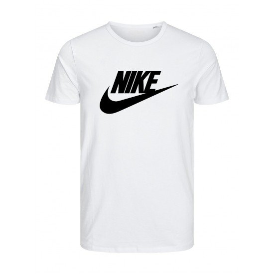 T-SHIRT 100% ΒΑΜΒΑΚΙ ΜΕ LOGO - ΛΕΥΚΟ - NIKE ΜΕΓΑΛΟ