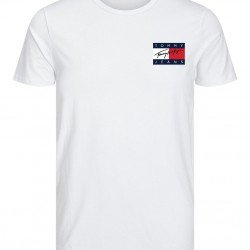 T-SHIRT 100% ΒΑΜΒΑΚΙ ΜΕ LOGO - ΛΕΥΚΟ - TOMMY JEANS ΜΙΚΡΟ