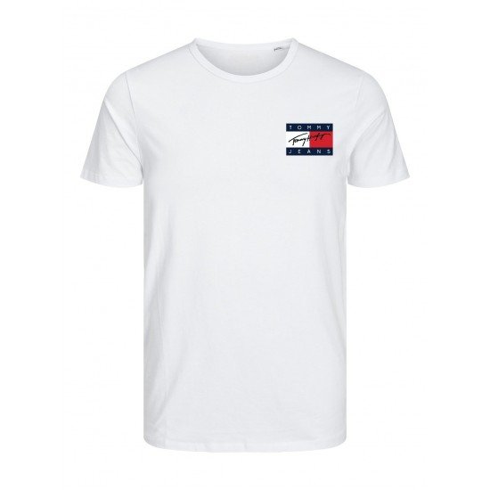 T-SHIRT 100% ΒΑΜΒΑΚΙ ΜΕ LOGO - ΛΕΥΚΟ - TOMMY JEANS ΜΙΚΡΟ