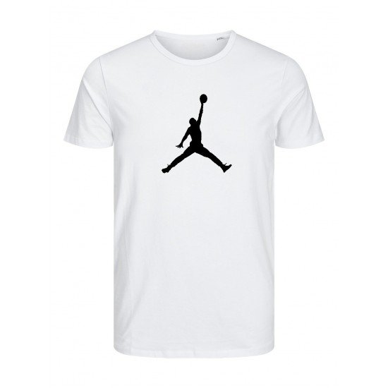 T-SHIRT 100% ΒΑΜΒΑΚΙ ΜΕ LOGO - ΛΕΥΚΟ - ΤΖΟΡΝΤΑΝ ΜΕΓΑΛΟ