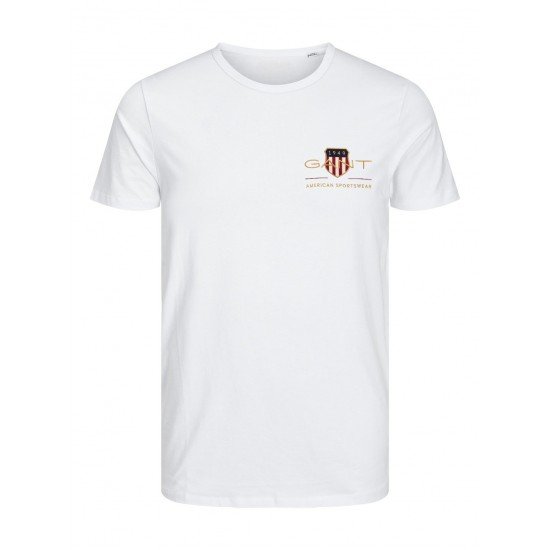 T-SHIRT 100% ΒΑΜΒΑΚΙ ΜΕ LOGO - ΛΕΥΚΟ - GANT ΜΙΚΡΟ