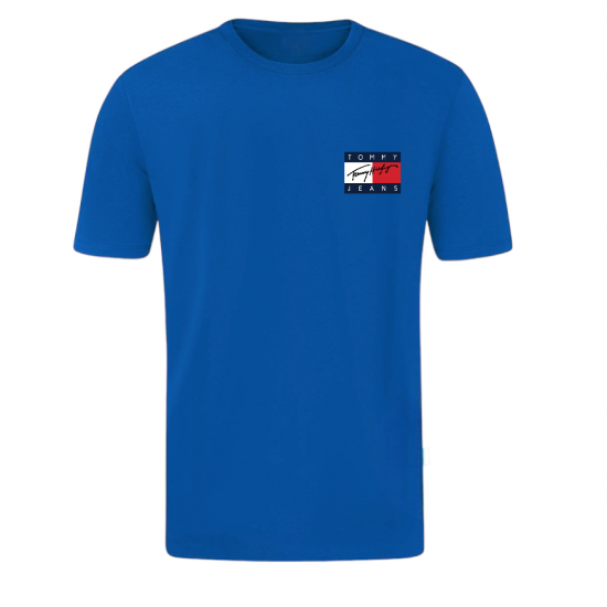 T-SHIRT 100% ΒΑΜΒΑΚΙ ΜΕ LOGO - ΜΠΛΕ ΡΟΥΑ - TOMMY JEANS ΜΕΓΑΛΟ