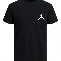 T-SHIRT 100% ΒΑΜΒΑΚΙ ΜΕ LOGO - ΜΑΥΡΟ - ΤΖΟΡΝΤΑΝ ΜΙΚΡΟ