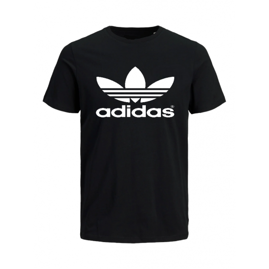 T-SHIRT 100% ΒΑΜΒΑΚΙ ΜΕ LOGO - ΜΑΥΡΟ - ΤΡΙΦΥΛΛΙ ΜΕΓΑΛΟ