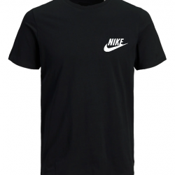 T-SHIRT 100% ΒΑΜΒΑΚΙ ΜΕ LOGO - ΜΑΥΡΟ - NIKE ΜΙΚΡΟ