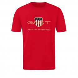 T-SHIRT 100% ΒΑΜΒΑΚΙ ΜΕ LOGO - ΚΟΚΚΙΝΟ - GANT ΜΕΓΑΛΟ