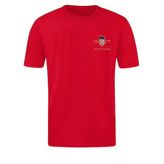 T-SHIRT 100% ΒΑΜΒΑΚΙ ΜΕ LOGO - ΚΟΚΚΙΝΟ - GANT ΜΙΚΡΟ