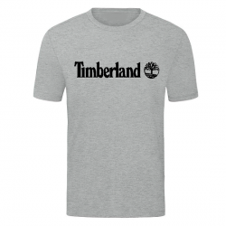T-SHIRT 100% ΒΑΜΒΑΚΙ ΜΕ LOGO - ΓΚΡΙ - TIMBERLAND ΜΕΓΑΛΟ