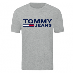 T-SHIRT 100% ΒΑΜΒΑΚΙ ΜΕ LOGO - ΓΚΡΙ - TOMMY JEANS ΜΕΓΑΛΟ
