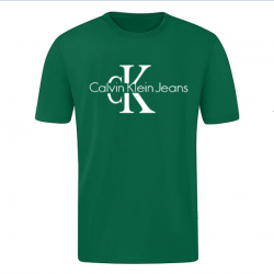 T-SHIRT 100% ΒΑΜΒΑΚΙ ΜΕ LOGO - ΠΡΑΣΙΝΟ - CALVIN KLEIN ΜΕΓΑΛΟ