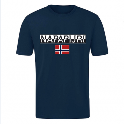 T-SHIRT 100% ΒΑΜΒΑΚΙ ΜΕ LOGO - ΜΠΛΕ ΣΚΟΥΡΟ - NAPAPIJRI