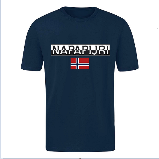 T-SHIRT 100% ΒΑΜΒΑΚΙ ΜΕ LOGO - ΜΠΛΕ ΣΚΟΥΡΟ - NAPAPIJRI