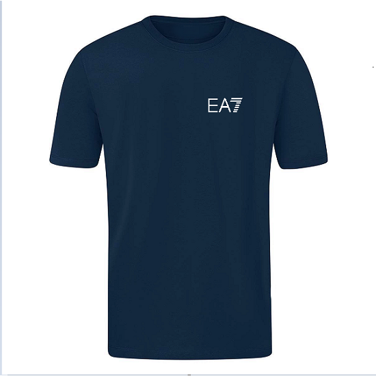 T-SHIRT 100% ΒΑΜΒΑΚΙ ΜΕ LOGO - ΜΠΛΕ ΣΚΟΥΡΟ - EA7 ΜΙΚΡΟ