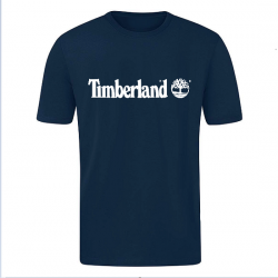 T-SHIRT 100% ΒΑΜΒΑΚΙ ΜΕ LOGO - ΜΠΛΕ ΣΚΟΥΡΟ - TIMBERLAND ΜΕΓΑΛΟ