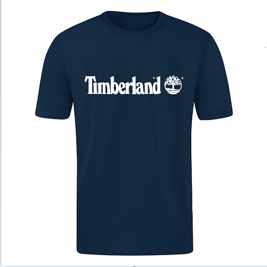 T-SHIRT 100% ΒΑΜΒΑΚΙ ΜΕ LOGO - ΜΠΛΕ ΣΚΟΥΡΟ - TIMBERLAND ΜΕΓΑΛΟ