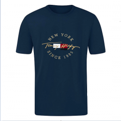 ΚΟΝΤΟΜΑΝΙΚΗ ΜΠΛΟΥΖΑ ΑΠΟ 100% ΒΑΜΒΑΚΙ ΜΕ ΧΡΥΣΟ LOGO - ΜΠΛΕ ΣΚΟΥΡΟ - TM NEW YORK