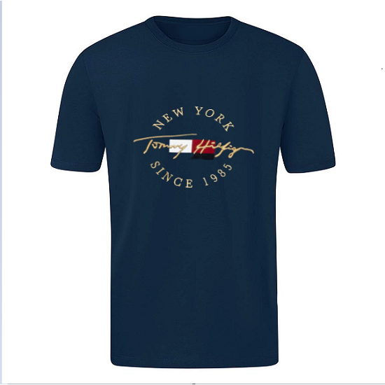 ΚΟΝΤΟΜΑΝΙΚΗ ΜΠΛΟΥΖΑ ΑΠΟ 100% ΒΑΜΒΑΚΙ ΜΕ ΧΡΥΣΟ LOGO - ΜΠΛΕ ΣΚΟΥΡΟ - TM NEW YORK