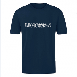 T-SHIRT 100% ΒΑΜΒΑΚΙ ΜΕ LOGO - ΜΠΛΕ ΣΚΟΥΡΟ - EMPORIO