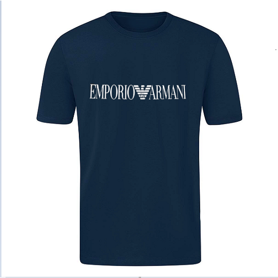 T-SHIRT 100% ΒΑΜΒΑΚΙ ΜΕ LOGO - ΜΠΛΕ ΣΚΟΥΡΟ - EMPORIO
