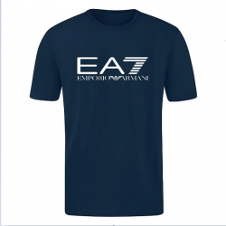 T-SHIRT 100% ΒΑΜΒΑΚΙ ΜΕ LOGO - ΜΠΛΕ ΣΚΟΥΡΟ - EA7 ΜΕΓΑΛΟ