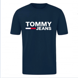 T-SHIRT 100% ΒΑΜΒΑΚΙ ΜΕ LOGO - ΜΠΛΕ ΣΚΟΥΡΟ - TOMMY JEANS ΜΕΓΑΛΟ