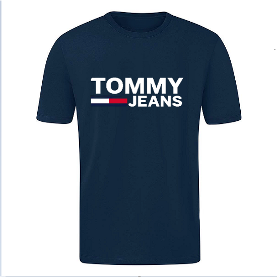 T-SHIRT 100% ΒΑΜΒΑΚΙ ΜΕ LOGO - ΜΠΛΕ ΣΚΟΥΡΟ - TOMMY JEANS ΜΕΓΑΛΟ