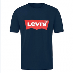 T-SHIRT 100% ΒΑΜΒΑΚΙ ΜΕ LOGO - ΜΠΛΕ ΣΚΟΥΡΟ - LEVIS ΜΕΓΑΛΟ