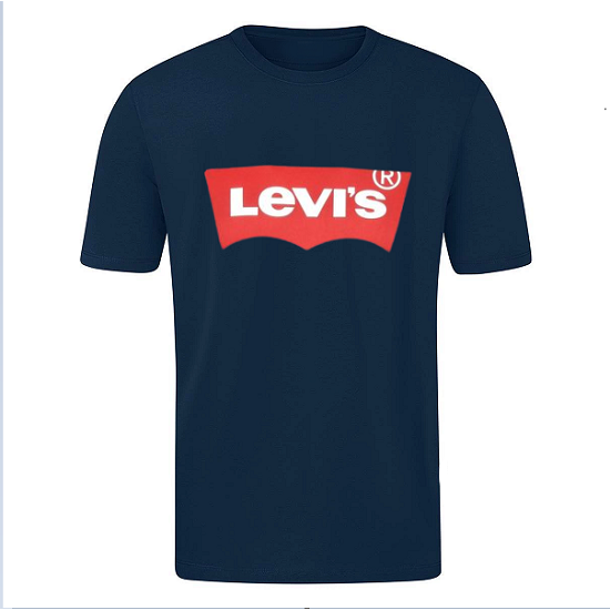 T-SHIRT 100% ΒΑΜΒΑΚΙ ΜΕ LOGO - ΜΠΛΕ ΣΚΟΥΡΟ - LEVIS ΜΕΓΑΛΟ