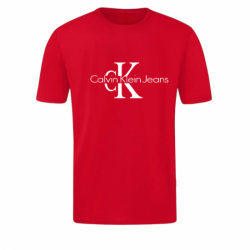 T-SHIRT 100% ΒΑΜΒΑΚΙ ΜΕ LOGO - ΚΟΚΚΙΝΟ - CALVIN KLEIN ΜΕΓΑΛΟ