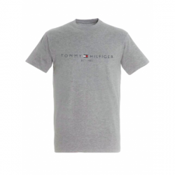 T-SHIRT 100% ΒΑΜΒΑΚΙ ΜΕ LOGO - ΓΚΡΙ - TOMMY 1985