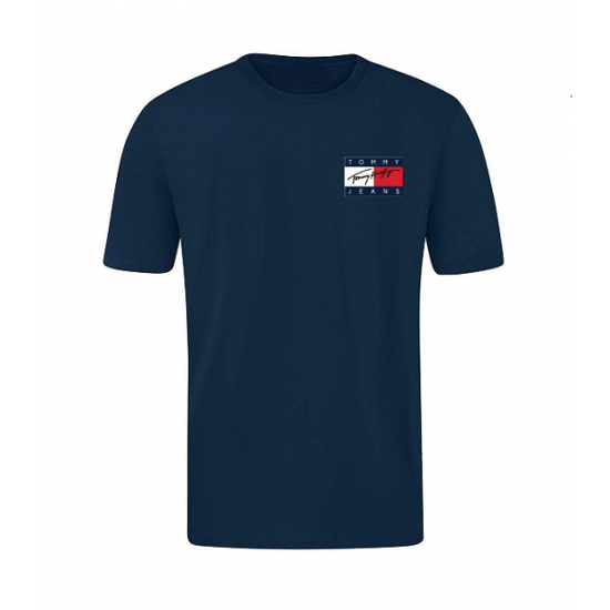 T-SHIRT 100% ΒΑΜΒΑΚΙ ΜΕ LOGO - ΜΠΛΕ ΣΚΟΥΡΟ - TOMMY JEANS ΜΙΚΡΟ