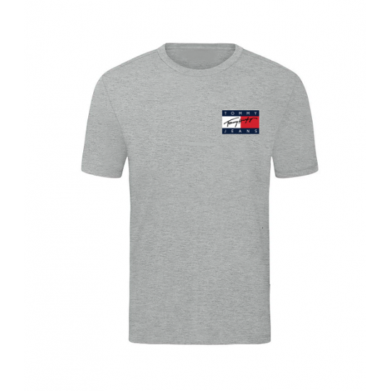 T-SHIRT 100% ΒΑΜΒΑΚΙ ΜΕ LOGO - ΓΚΡΙ - TOMMY JEANS ΜΙΚΡΟ