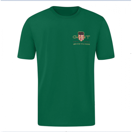 T-SHIRT 100% ΒΑΜΒΑΚΙ ΜΕ LOGO - ΠΡΑΣΙΝΟ - GANT ΜΕΓΑΛΟ