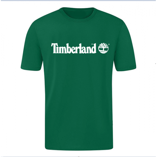 T-SHIRT 100% ΒΑΜΒΑΚΙ ΜΕ LOGO - ΠΡΑΣΙΝΟ - TIMBERLAND ΜΕΓΑΛΟ