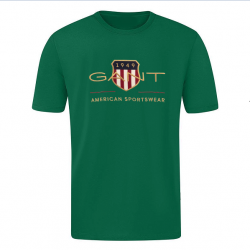T-SHIRT 100% ΒΑΜΒΑΚΙ ΜΕ LOGO - ΠΡΑΣΙΝΟ  - GANT ΜΕΓΑΛΟ
