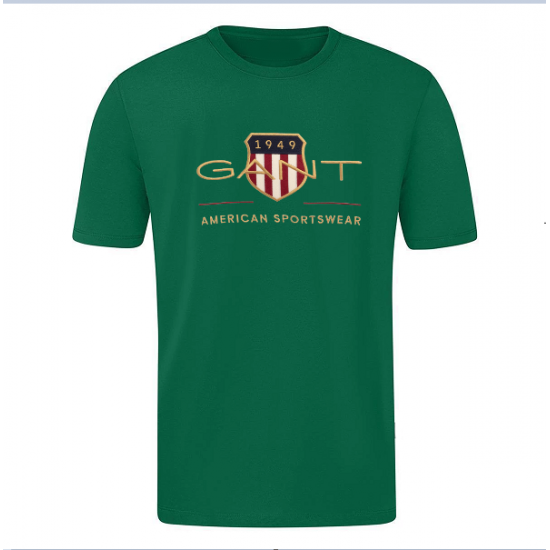 T-SHIRT 100% ΒΑΜΒΑΚΙ ΜΕ LOGO - ΠΡΑΣΙΝΟ  - GANT ΜΕΓΑΛΟ