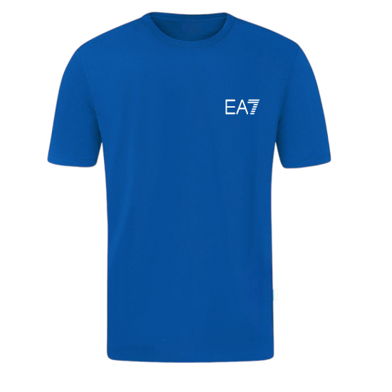 T-SHIRT 100% ΒΑΜΒΑΚΙ ΜΕ LOGO - ΜΠΛΕ ΡΟΥΑ - EA7 ΜΙΚΡΟ