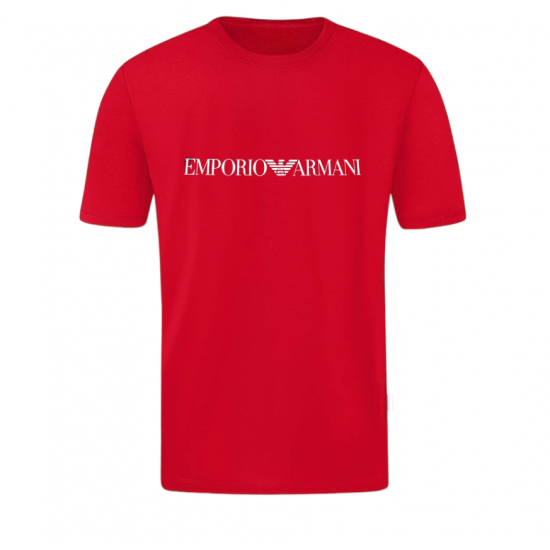 T-SHIRT 100% ΒΑΜΒΑΚΙ ΜΕ LOGO - ΚΟΚΚΙΝΟ - EMPORIO