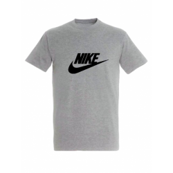 T-SHIRT 100% ΒΑΜΒΑΚΙ ΜΕ LOGO - ΓΚΡΙ - NIKE ΜΕΓΑΛΟ