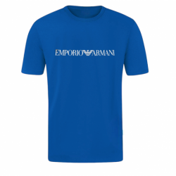 T-SHIRT 100% ΒΑΜΒΑΚΙ ΜΕ LOGO - ΜΠΛΕ ΡΟΥΑ - EMPORIO