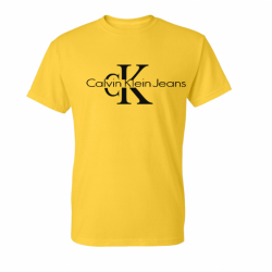 T-SHIRT 100% ΒΑΜΒΑΚΙ ΜΕ LOGO - ΚΙΤΡΙΝΟ - CALVIN KLEIN ΜΕΓΑΛΟ