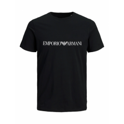 T-SHIRT 100% ΒΑΜΒΑΚΙ ΜΕ LOGO - ΜΑΥΡΟ - EMPORIO