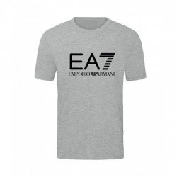 T-SHIRT 100% ΒΑΜΒΑΚΙ ΜΕ LOGO - ΓΚΡΙ - EA7 ΜΕΓΑΛΟ